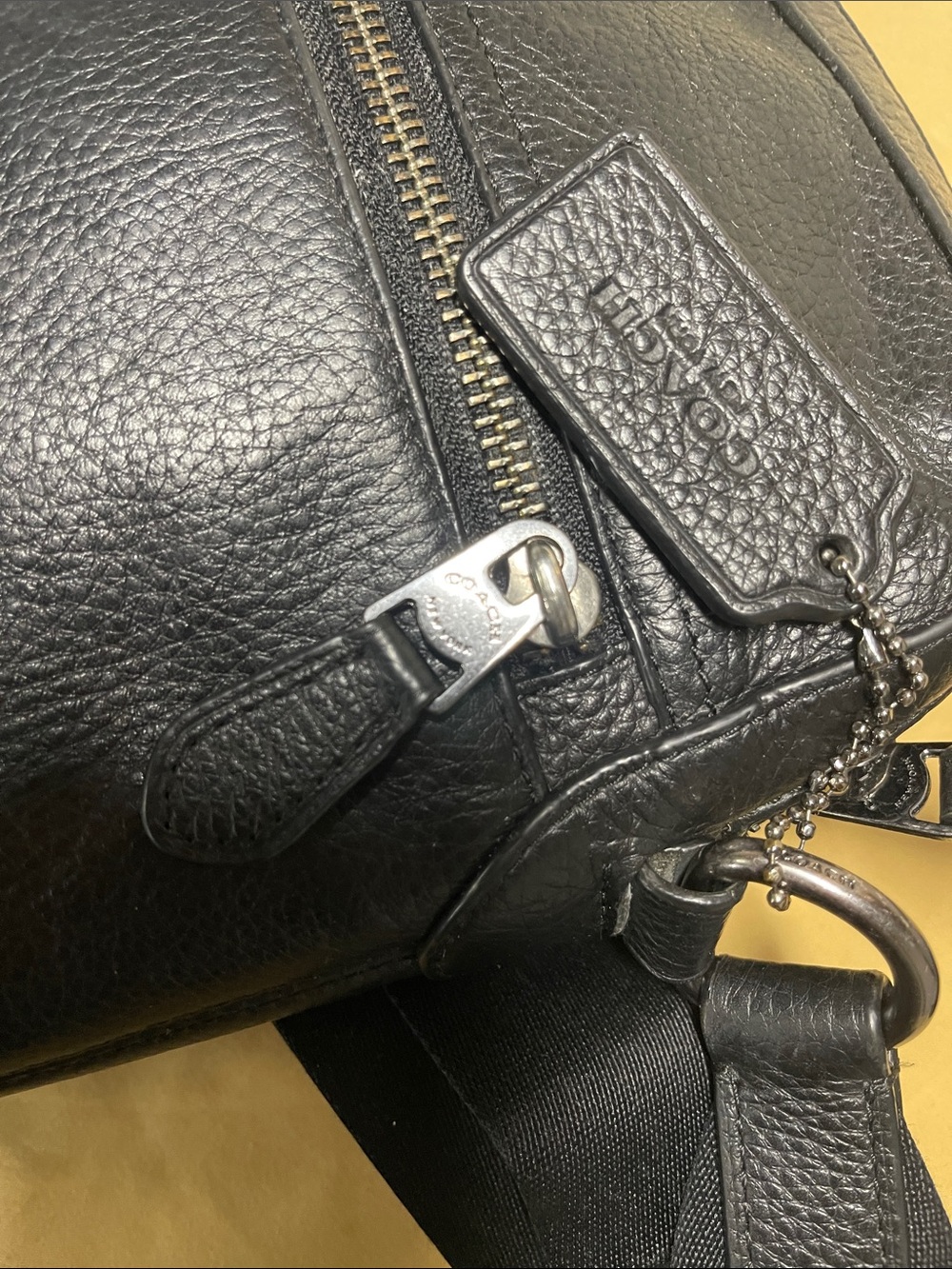 Coach Men’s Houston Black Pebbled Leather Flight Crossbody Bag - Picture 10 of 16